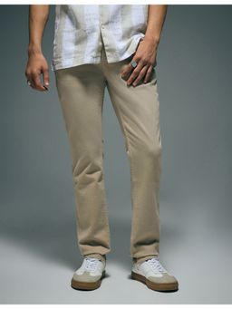 Flying Machine - Men Beige Cotton Solid Slim Jeans