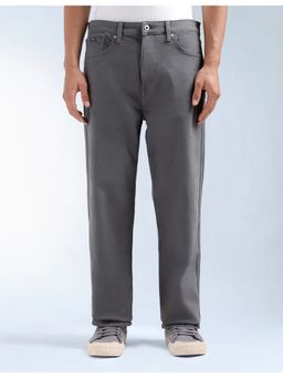 Flying Machine - Men Grey Cotton Solid Straight Jeans