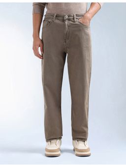Flying Machine - Men Brown Cotton Solid Straight Jeans