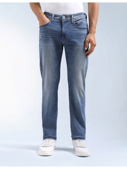Flying Machine - Men Blue Cotton Solid Straight Jeans
