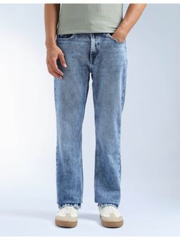 Flying Machine - Men Blue Cotton Solid Straight Jeans