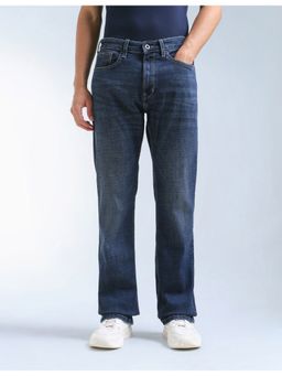 Flying Machine - Men Blue Cotton Solid Straight Jeans
