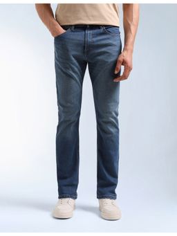 Flying Machine - Men Blue Cotton Solid Straight Jeans