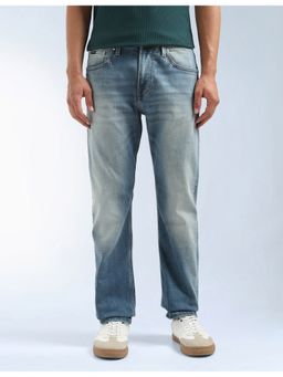 Flying Machine - Men Blue Cotton Solid Straight Jeans