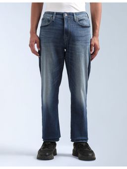 Flying Machine - Men Blue Cotton Solid Straight Jeans