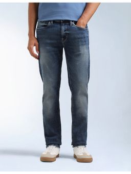 Flying Machine - Men Blue Cotton Solid Straight Jeans