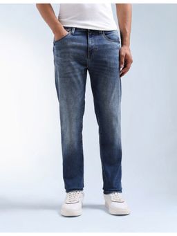 Flying Machine - Men Blue Cotton Solid Slim Jeans
