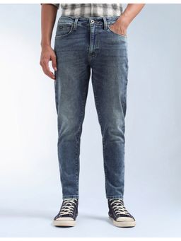 Flying Machine - Men Blue Cotton Solid Straight Jeans