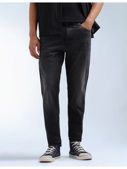 Flying Machine - Men Black Cotton Solid Straight Jeans