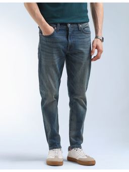 Flying Machine - Men Blue Cotton Solid Straight Jeans