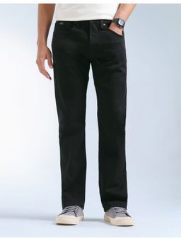 Flying Machine - Men Black Cotton Solid Straight Jeans