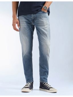 Flying Machine - Men Blue Cotton Solid Straight Jeans