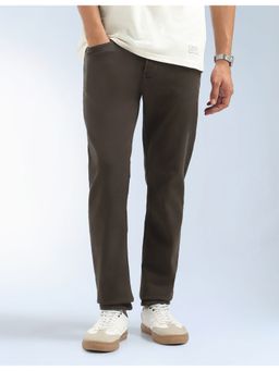 Flying Machine - Men Green Cotton Solid Straight Jeans