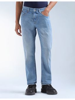 Flying Machine - Men Blue Cotton Solid Straight Jeans