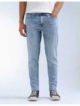 Flying Machine - Men Blue Cotton Solid Straight Jeans