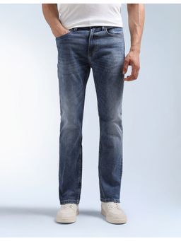 Flying Machine - Men Blue Cotton Solid Straight Jeans