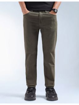 Flying Machine - Men Green Cotton Solid Slim Jeans