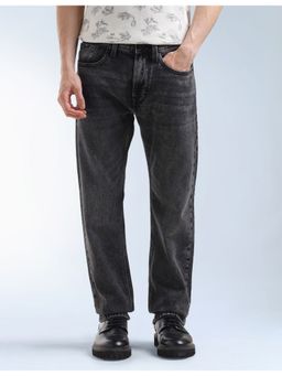 Flying Machine - Men Black Cotton Solid Straight Jeans