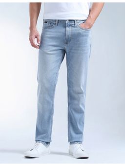 Flying Machine - Men Blue Cotton Solid Slim Jeans
