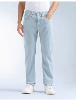 Flying Machine - Men Blue Cotton Solid Straight Jeans