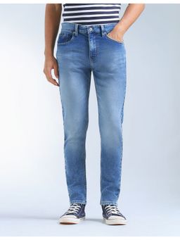 Flying Machine - Men Blue Cotton Solid Slim Jeans