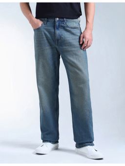 Flying Machine - Men Blue Cotton Solid Straight Jeans