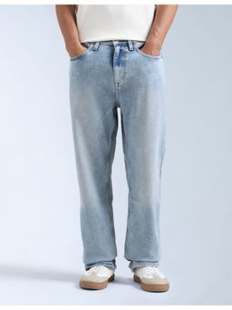 Flying Machine - Men Blue Cotton Solid Straight Jeans