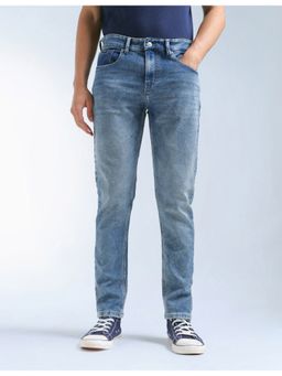 Flying Machine - Men Blue Cotton Solid Slim Jeans