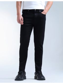 Flying Machine - Men Black Cotton Solid Straight Jeans