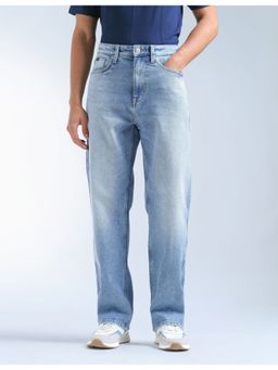 Flying Machine - Men Blue Cotton Solid Straight Jeans