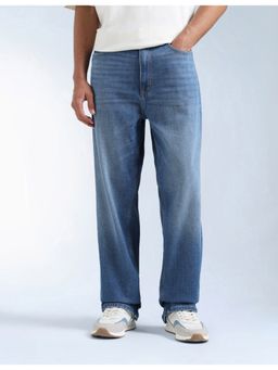 Flying Machine - Men Blue Cotton Solid Straight Jeans