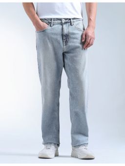 Flying Machine - Men Blue Cotton Solid Straight Jeans