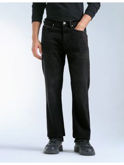 Flying Machine - Men Black Cotton Solid Straight Jeans