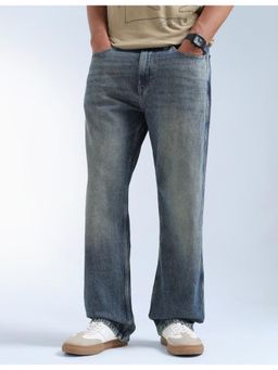 Flying Machine - Men Blue Cotton Solid Straight Jeans
