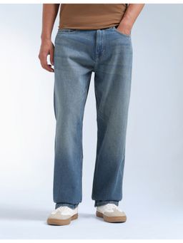 Flying Machine - Men Blue Cotton Solid Straight Jeans