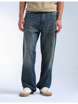 Flying Machine - Men Blue Cotton Solid Straight Jeans