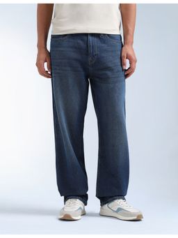 Flying Machine - Men Blue Cotton Solid Straight Jeans