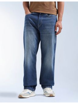 Flying Machine - Men Blue Cotton Solid Straight Jeans