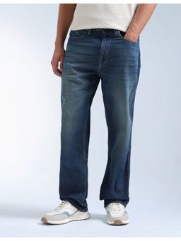 Flying Machine - Men Blue Cotton Solid Straight Jeans