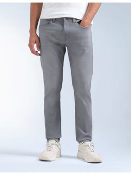 Flying Machine - Men Grey Cotton Solid Straight Jeans