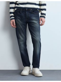 Flying Machine - Men Blue Cotton Solid Straight Jeans