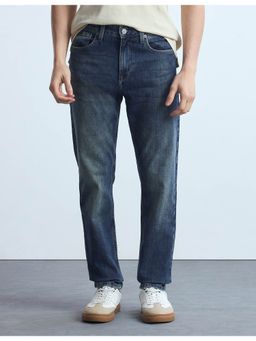 Flying Machine - Men Blue Cotton Solid Straight Jeans