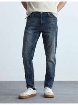 Flying Machine - Men Blue Cotton Solid Straight Jeans