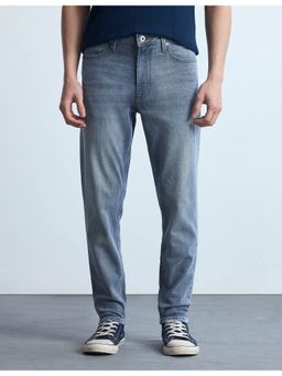 Flying Machine - Men Blue Cotton Solid Straight Jeans