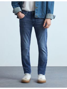 Flying Machine - Men Blue Cotton Solid Straight Jeans