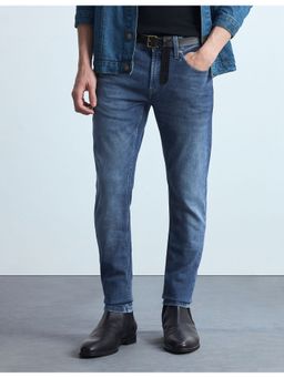 Flying Machine - Men Blue Cotton Solid Slim Jeans