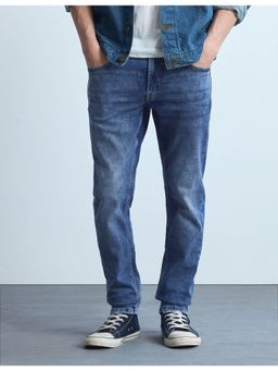 Flying Machine - Men Blue Cotton Solid Straight Jeans