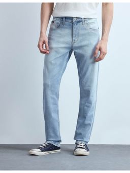 Flying Machine - Men Blue Cotton Solid Straight Jeans
