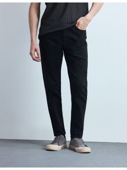 Flying Machine - Men Black Cotton Solid Straight Jeans