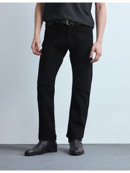 Flying Machine - Men Black Cotton Solid Straight Jeans